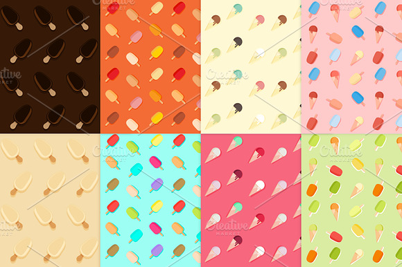 8 Icecream Seamless Patterns