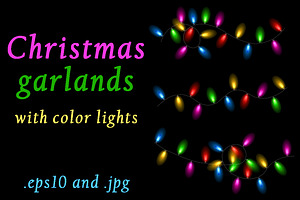 Christmas garlands with color lights