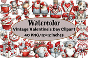 Vintage Cute Valentine's Day Clipart, an Illustration by Design Market (Thumbnail 1 of 3)