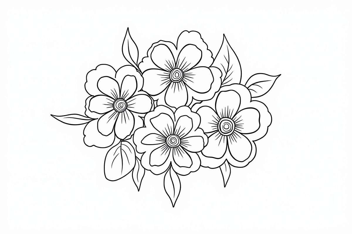 Hand Drawn Floral Coloring Pages, an Illustration by hafijul (Photo 6 of 9)