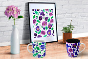 Watercolor purple Pansy flowers., an Illustration by Olgaart (Thumbnail 2 of 7)