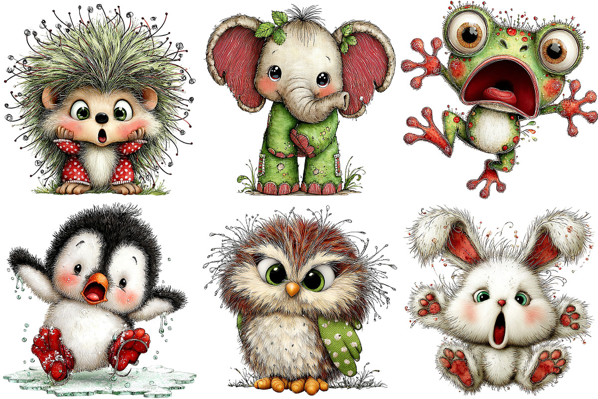 Funny Panic Animals Clipart Bundle, an Illustration by Craft Nest (Photo 3 of 11)