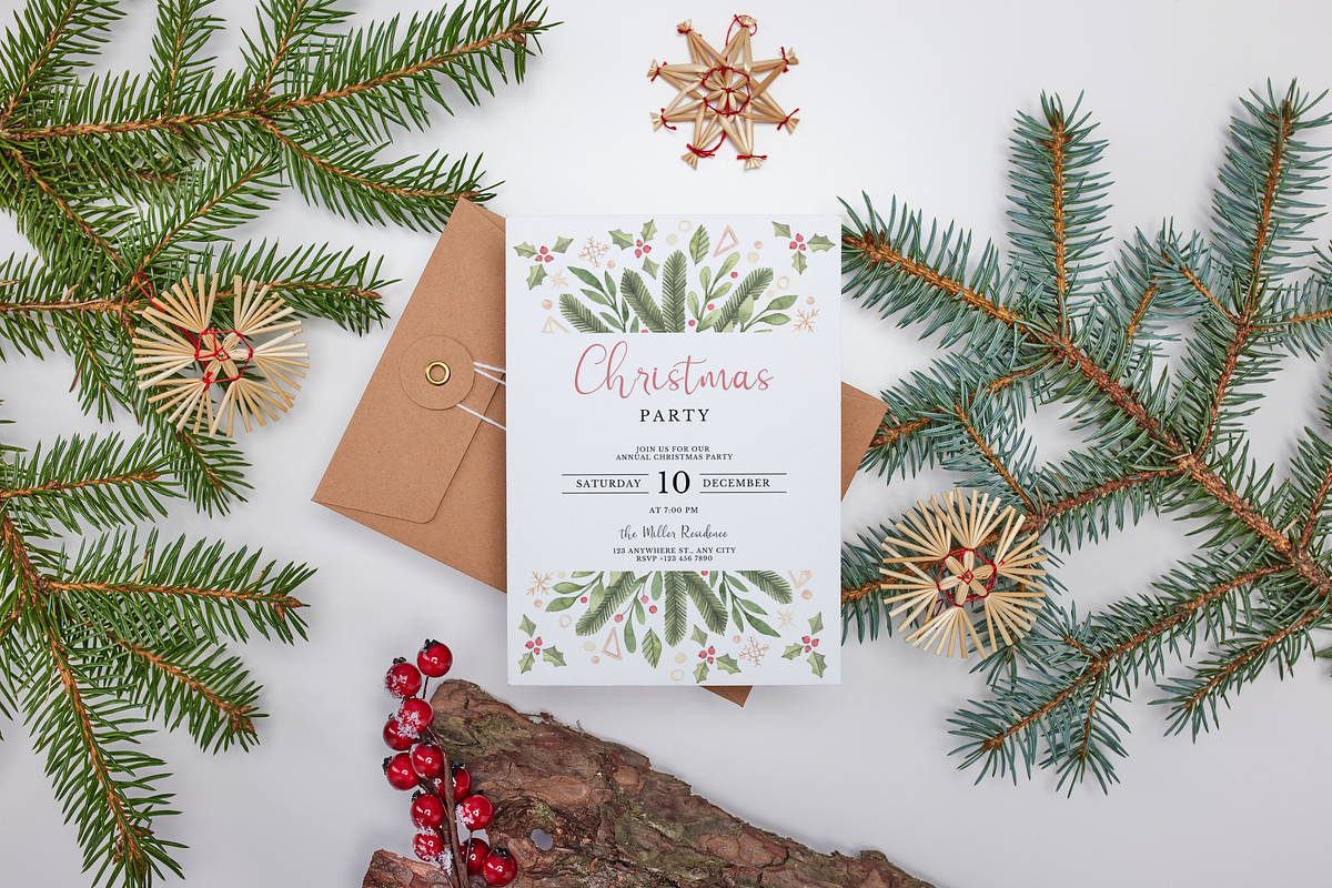 Editable Christmas Invitations, an Invitation Template by ForeverPrint (Photo 2 of 8)