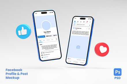 Facebook Profile & Post Mockup, an iPhone Mockup by TandemStock