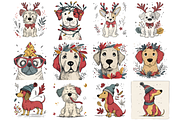Whimsy Christmas Dogs Clipart, a Graphic by Markicha Art (Thumbnail 2 of 4)