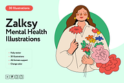 Zalksy Mental Health Illustrations, a Healthcare Illustration by Welovegraphics (Thumbnail 1 of 7)