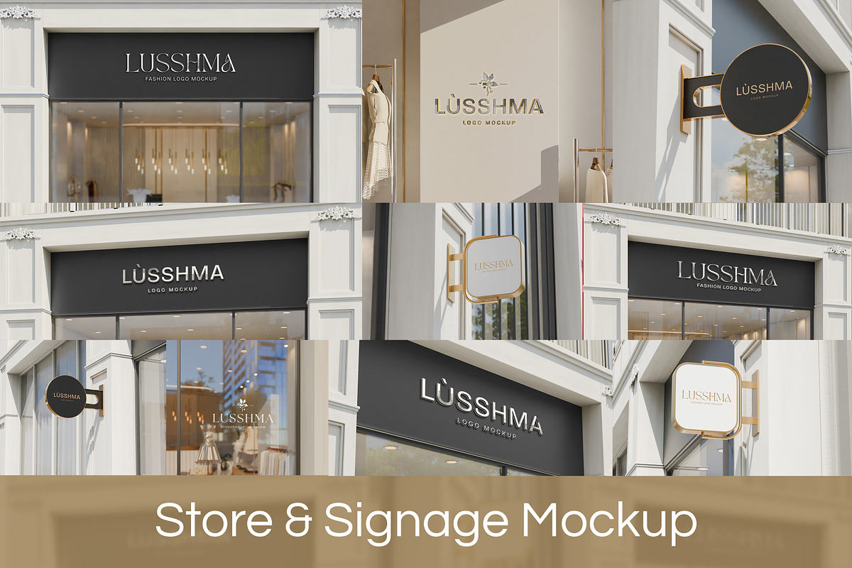 Sign & storefront logo mockup, an Advertising Mockup by Mockthethics. (Photo 1 of 12)