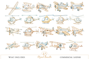 Watercolor Air Transport Clipart, an Illustration by MockupWizard (Thumbnail 3 of 5)