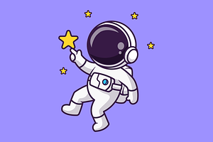 Cute Astronaut Touching Star Cartoon, a Technology Illustration by Catalyst Labs