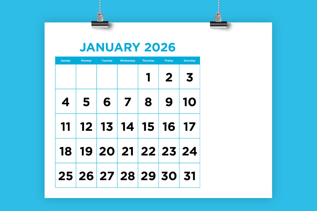 2026 Large No. Color 8.5x11 Calendar, a Stationery Template by Running With Foxes (Photo 1 of 6)