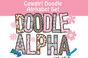 Cowgirl Western Alphabet Bundle PNG