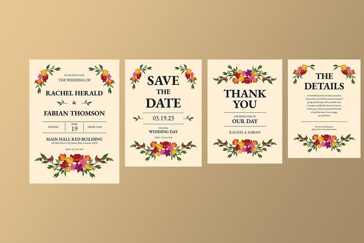 Vintage Floral Wedding Suite, an Invitation Template by Neermana (Photo 4 of 4)