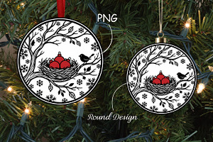 Christmas Bird Nest Ornament SVG, a Seasonal Illustration by CrexoraLab