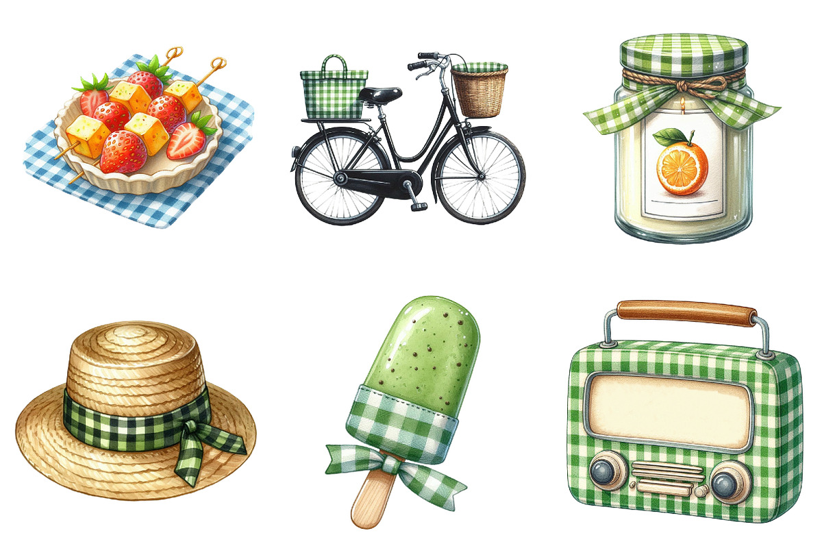 Black and Green Gingham Summer PNG, an Illustration by cherrydesign (Photo 4 of 4)