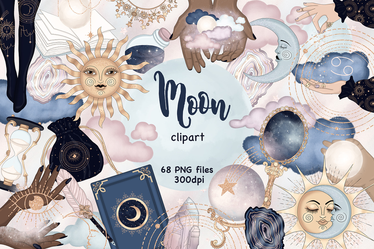 Moon Clipart, a Decorative Illustration by GlamArtZhanna (Photo 1 of 4)