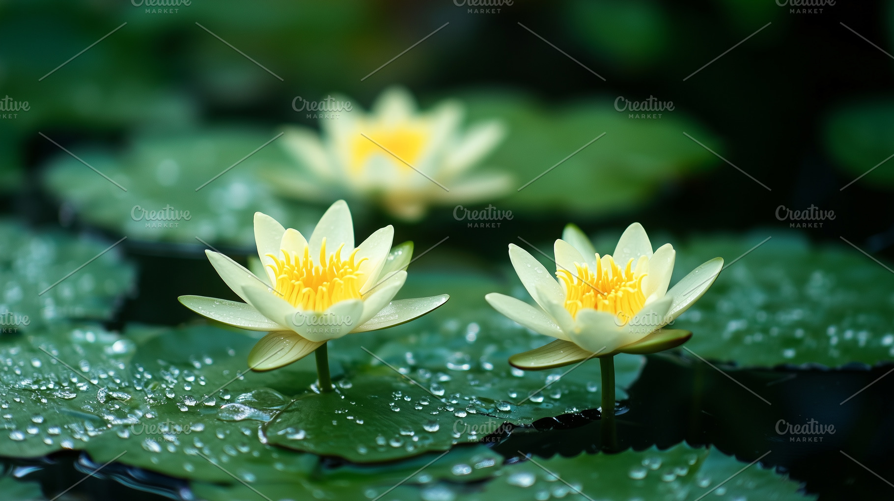 Water lily flower with water droplet, a Photo by MistyDay