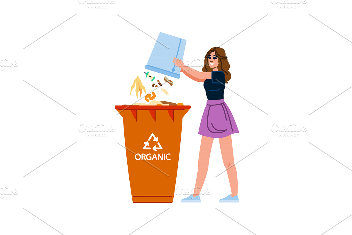 Woman throwing organic waste in, a Food Illustration by pikepicture