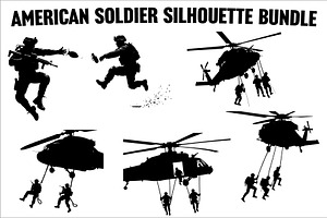 Combat Soldier Silhouettes Bundle, an Illustration by hafijul