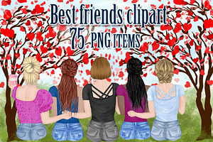 Best Friends Clipart,Girls clipart