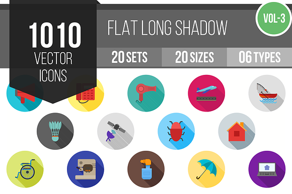 1010 Flat Shadowed Icons (V3) preview 4