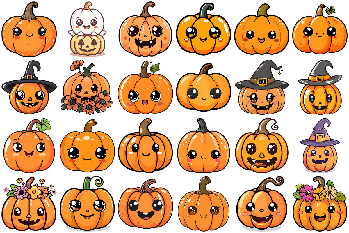 Cute Pumpkin Clipart, a Seasonal Illustration by Forhadx5 (Photo 3 of 9)