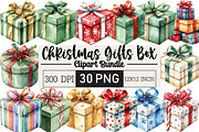 Christmas Gifts Box Clipart, an Illustration by Black Bird Studio (Thumbnail 1 of 6)