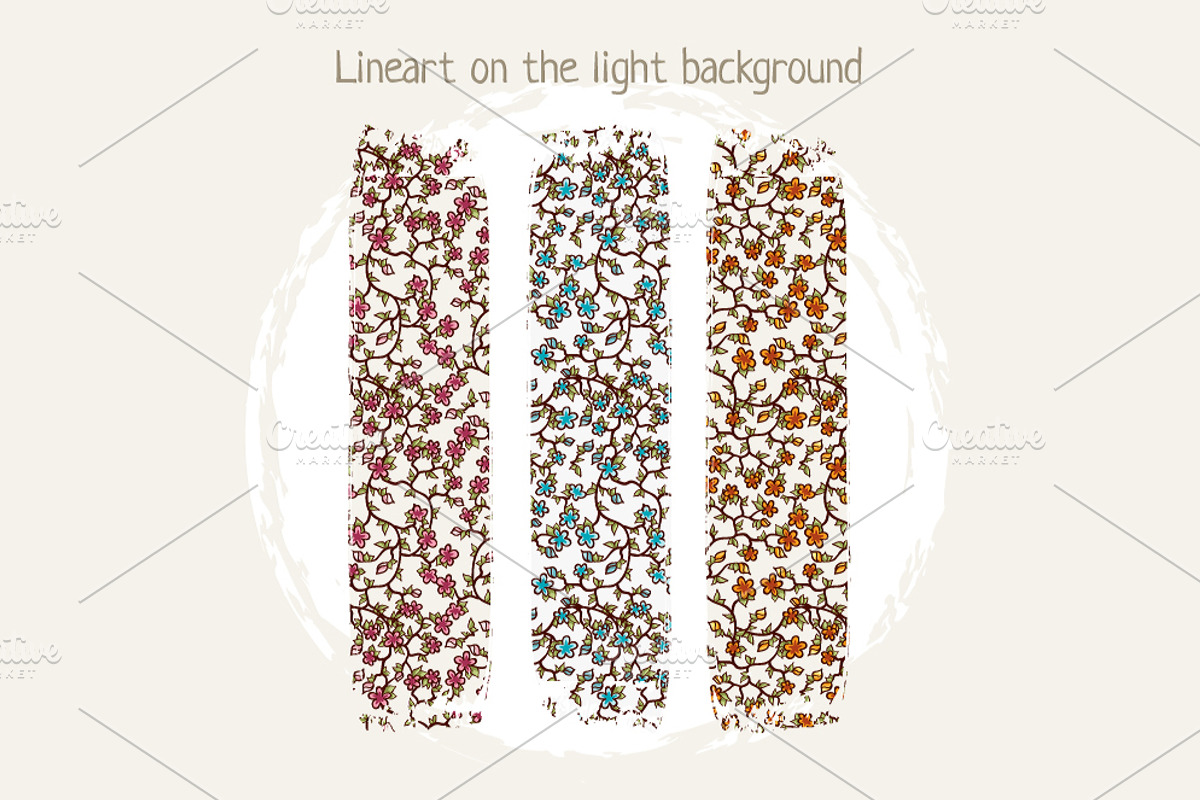 Floral seamless patterns set preview 3