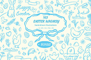 Easter Whimsy illustrations clip art, a Seasonal Illustration by susie-p-art