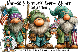 Whimsical Patriotic Gnome Clipart, an Illustration by OK Design