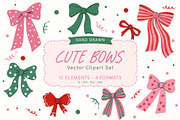 Cute Hand Drawn Bow Clipart, an Object Graphic by OREHOVKA (Thumbnail 1 of 4)