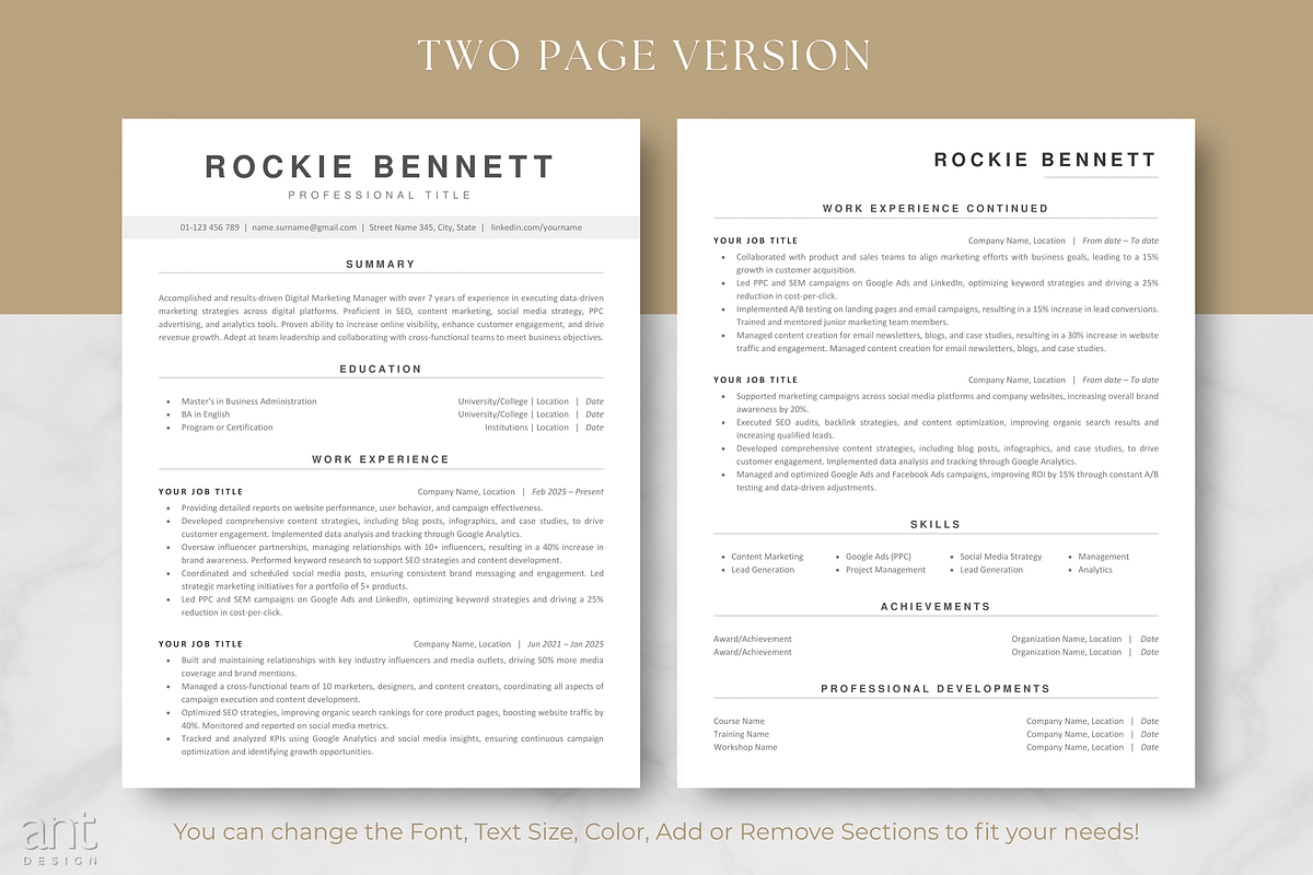 ATS Resume Template - Rockie preview 3