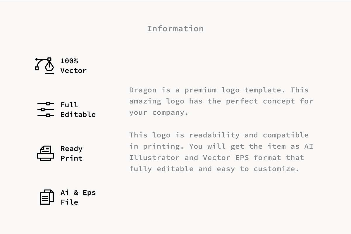 Dragon - Premium Logo Template, a Branding & Logo Template by Minimalist Logos (Photo 2 of 7)