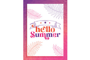 Hello summer poster with tropical, an Object Illustration by studioDK