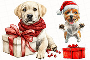 Christmas Dog Clipart, an Illustration by OK Design (Thumbnail 2 of 5)