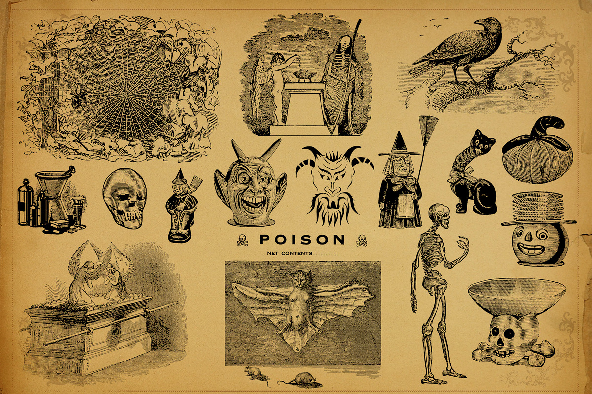 Rare Vintage HALLOWEEN Clipart Set, an Object Graphic by Roulette Studio (Photo 6 of 8)