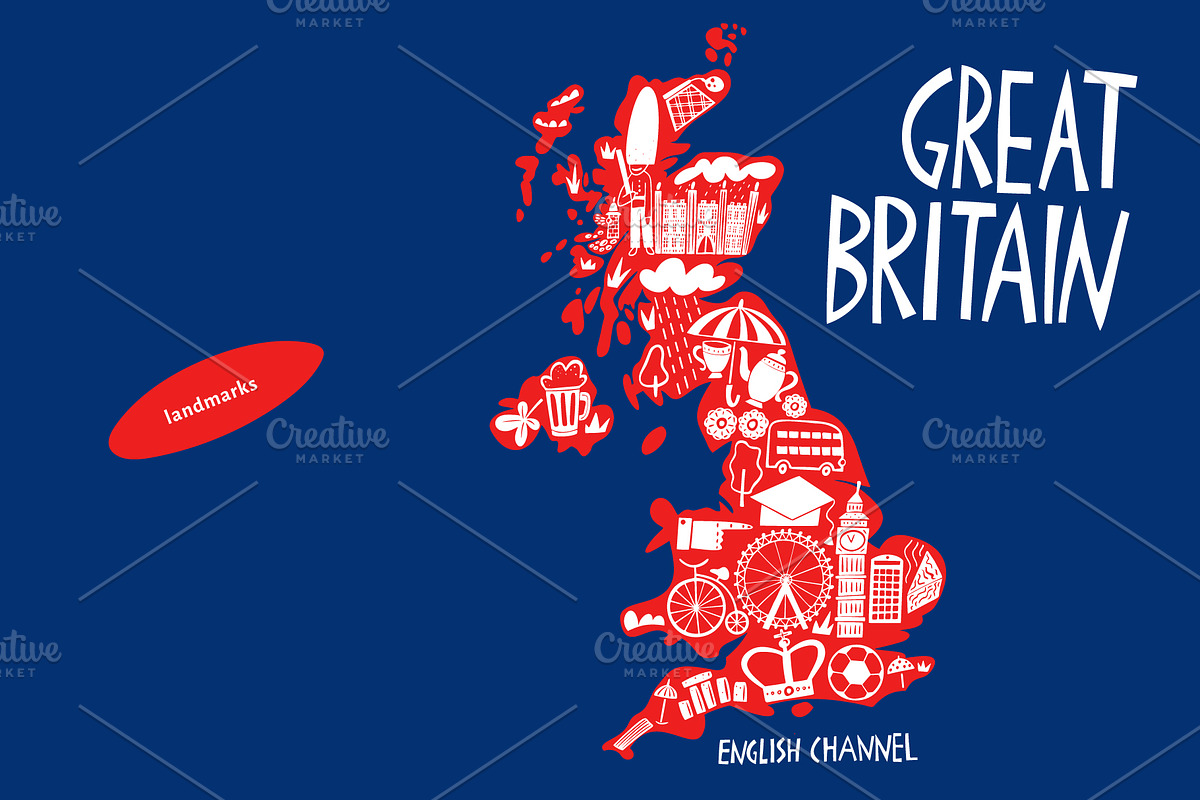 Great Britain. Hand Drawn Maps, an Illustration by Lubov Illustrations Shop (Photo 3 of 10)