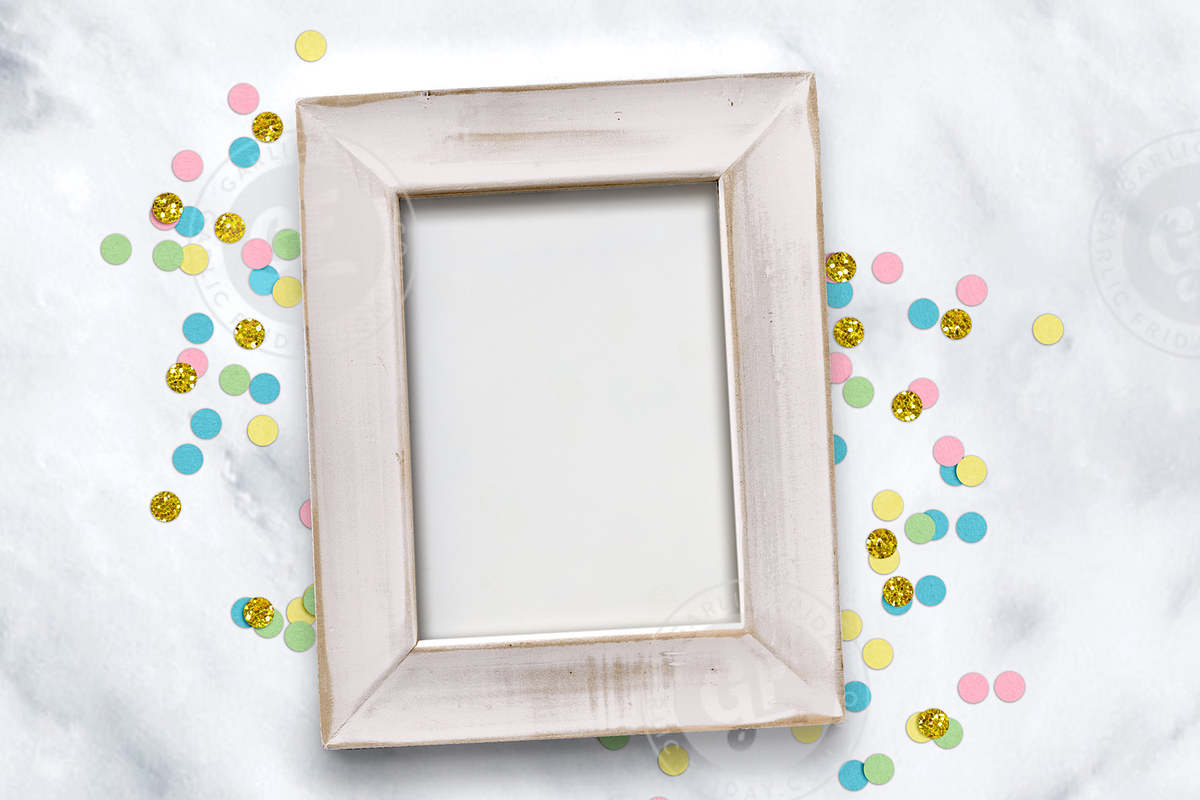 Confetti Frame Party Styled Mockup, a Print Template by Garlic Friday Design