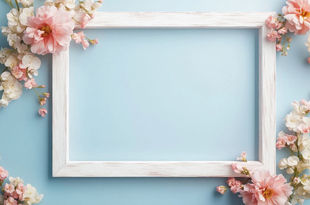 Floral frame on blue??, a Photo by Beautiful things