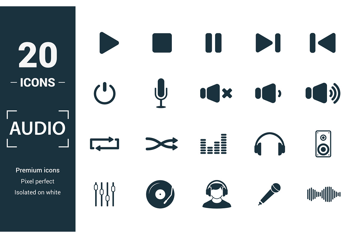 Audio Filled Icon Set, an Object Graphic by Aimagenarium@gmail.com (Photo 1 of 3)