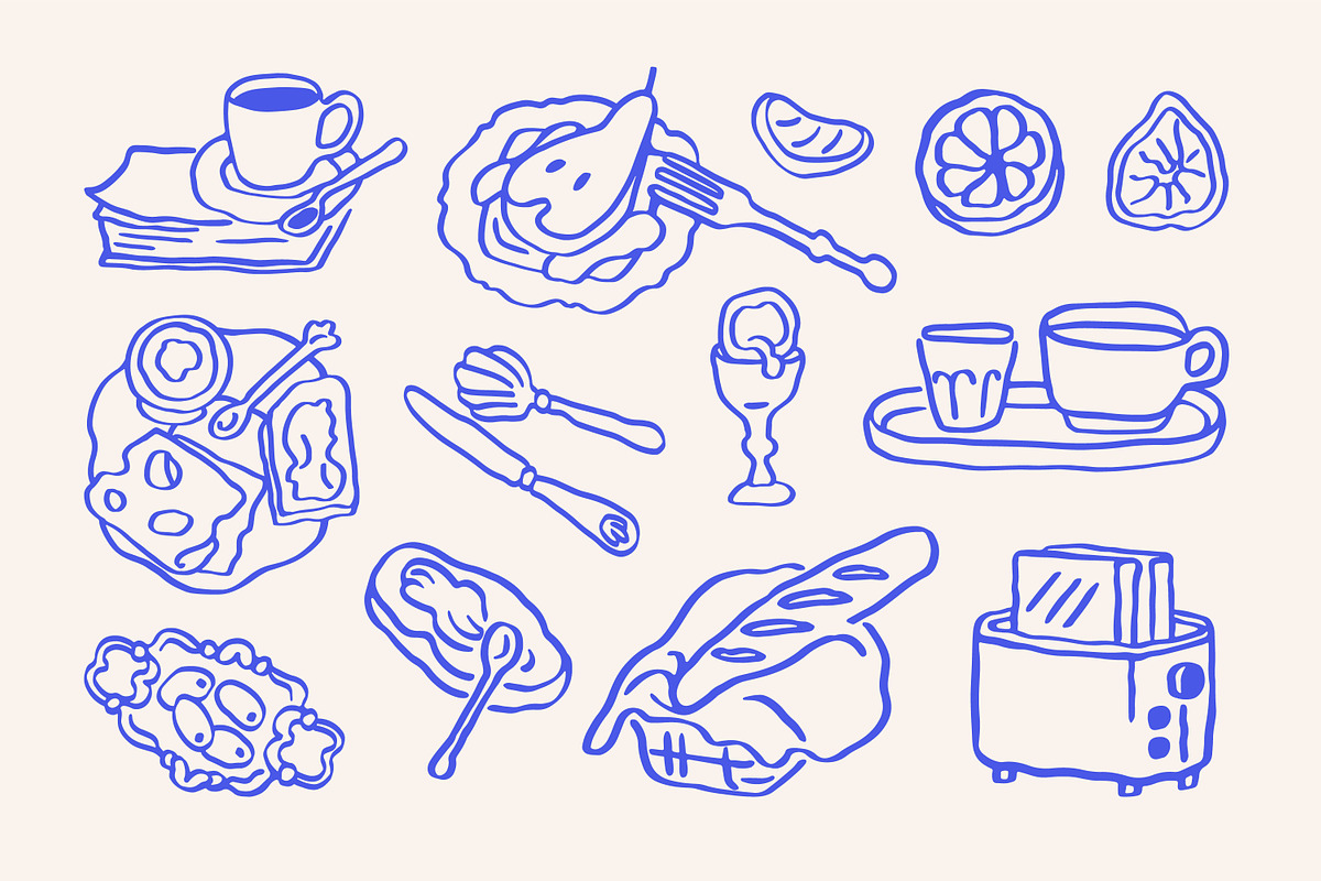 Breakfast food sketches, doodle set, a Food Illustration by Good Studio (Photo 4 of 7)