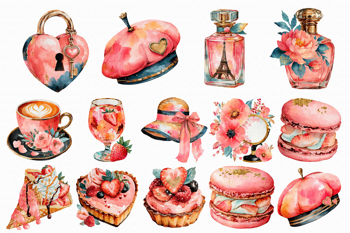 Watercolor Paris Clipart, an Illustration by Libby Wishes (Photo 2 of 7)