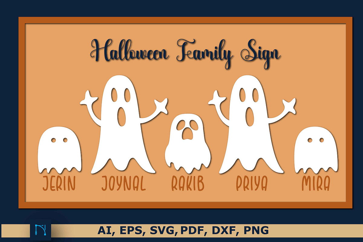Halloween Ghost Family Sign SVG, a Graphic by NGISED
