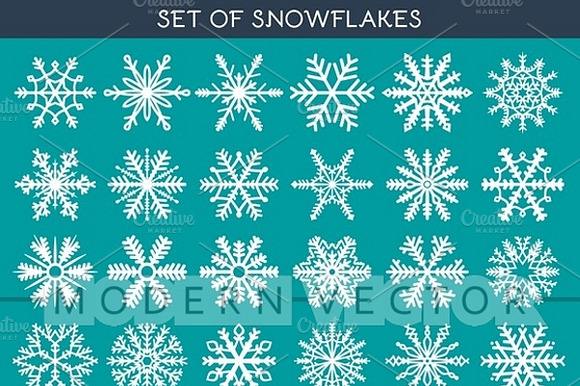 Set 36 Snowflakes Hand Drawn