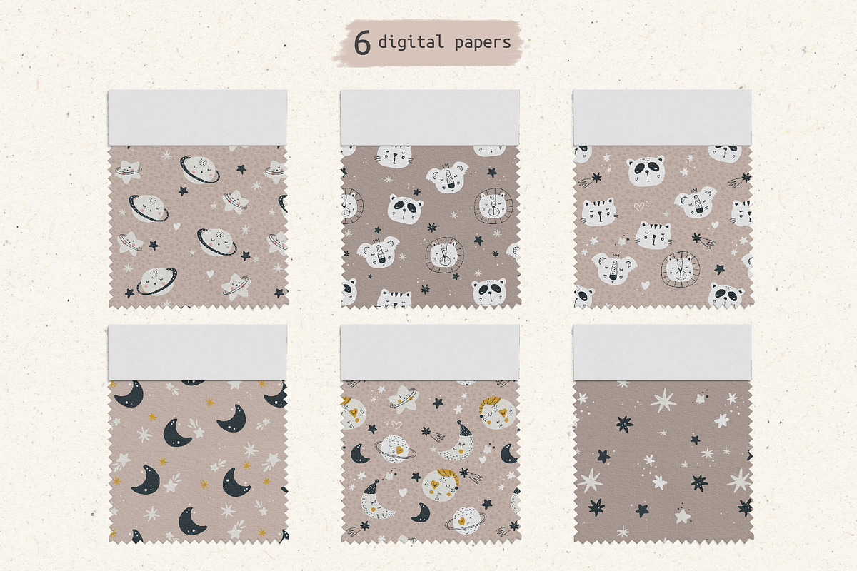 Moon Collection-Baby Digital Papers, a Pattern Graphic by Cuteanny Design (Photo 2 of 7)