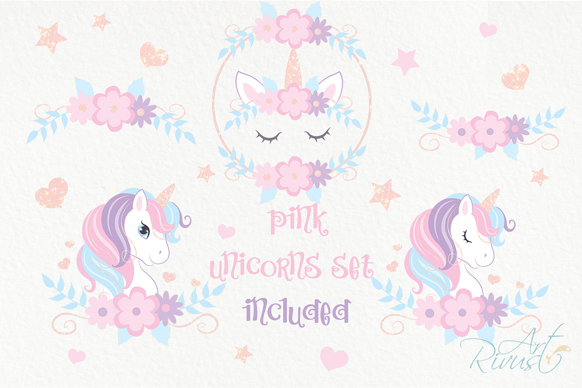 Unicorn PNG clipart. Unicorn Face., an Animal Illustration by RivusArt (Photo 3 of 9)
