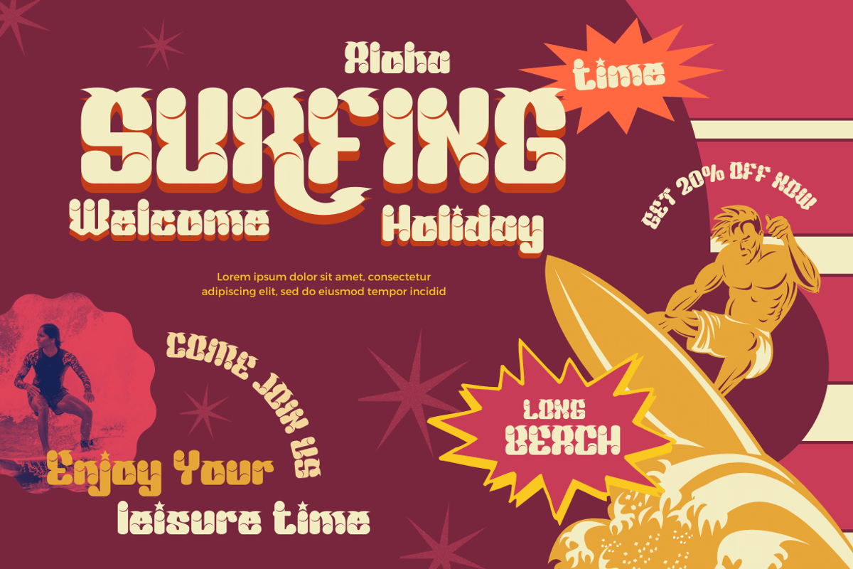Mabed | Groovy Retro Font, a Font by twinstd (Photo 3 of 12)