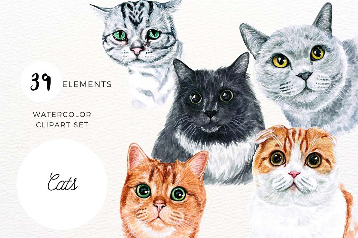39 Realistic Watercolor Cat Portrait, an Animal Illustration by ArtbyHien (Photo 1 of 8)