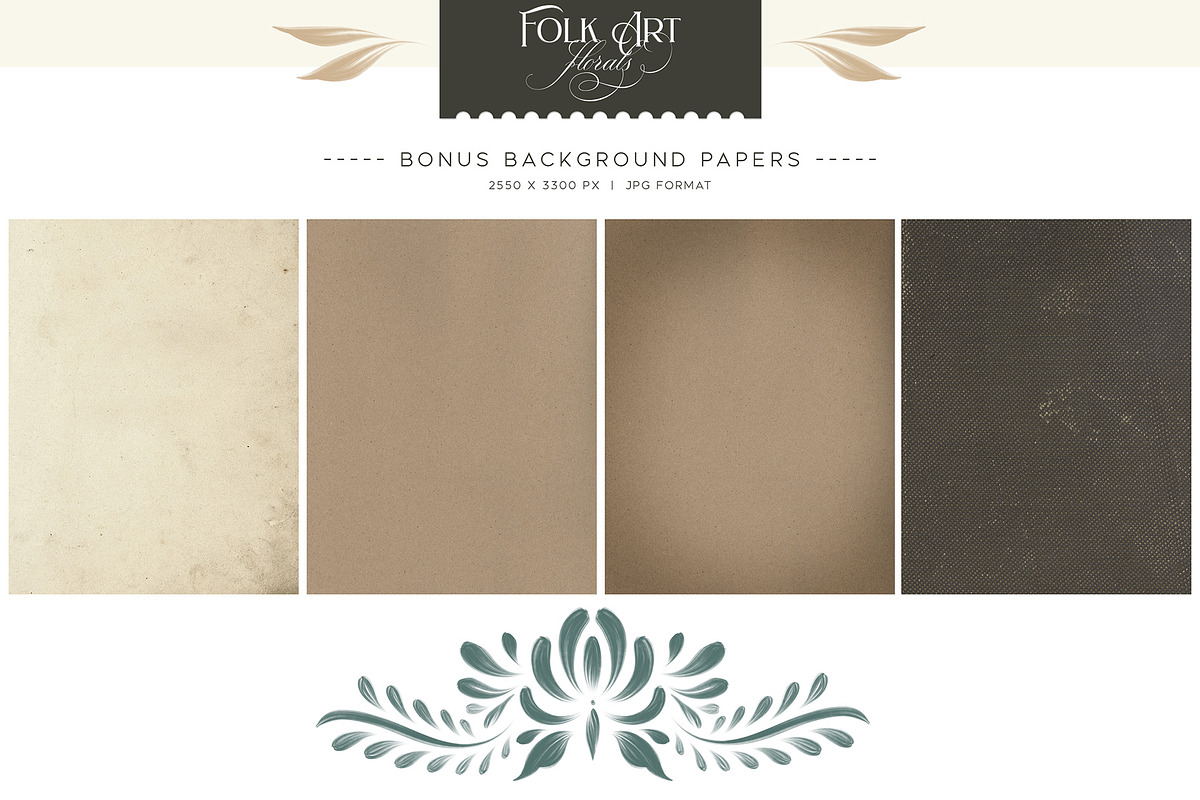 Folk Art Floral Procreate Brush Kit, a Brush Add-On by Eclectic Anthology
