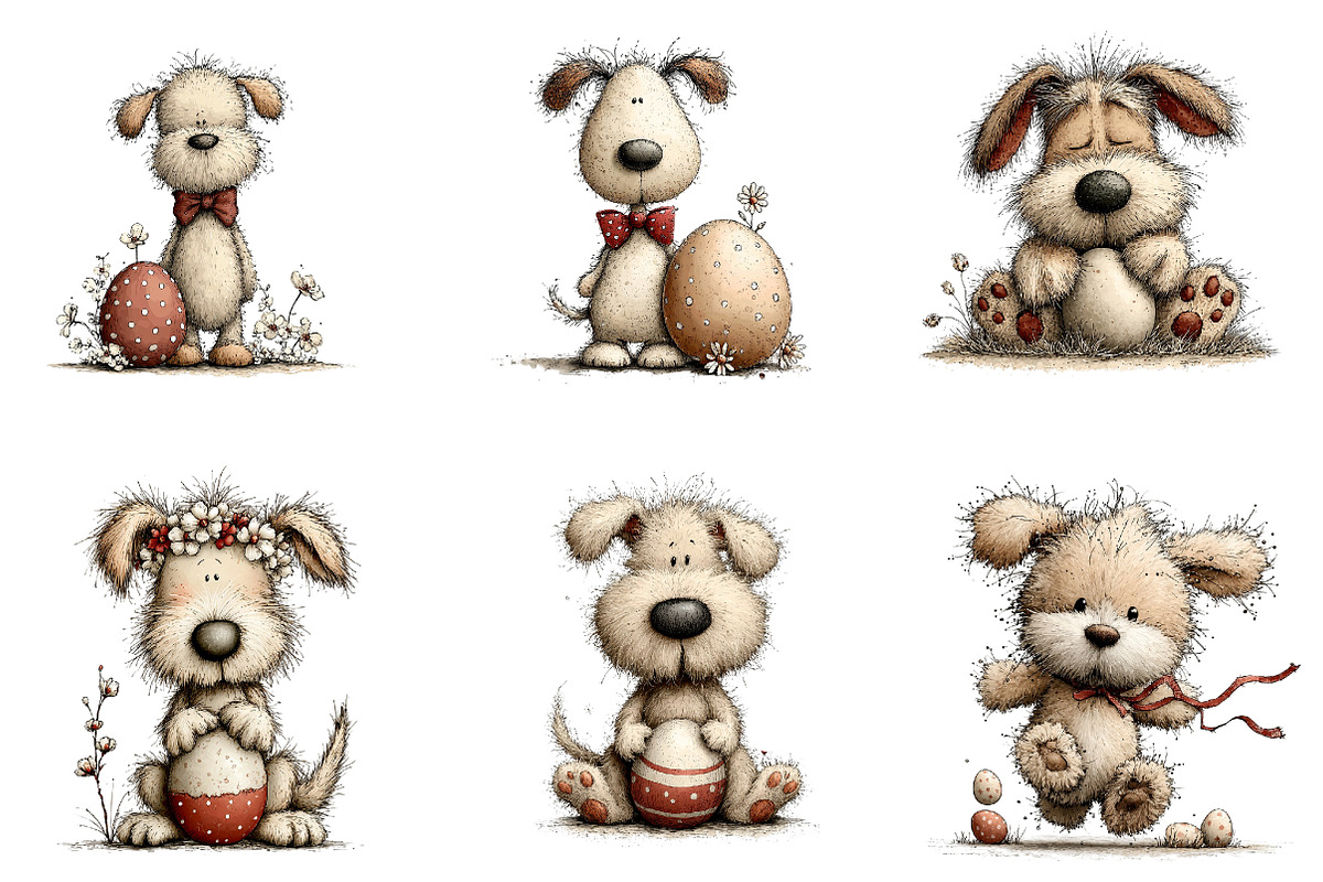 Whimsical Easter Dogs Clipart, an Illustration by CreationArt (Photo 2 of 5)