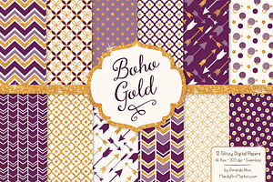 Plum Bohemian Glitter Patterns